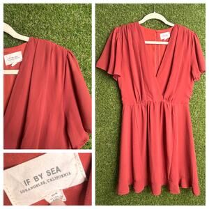 If By Sea Rust‎ Flutter Sleeve Mini Dress Back Zip Flowing Skater Style Size M